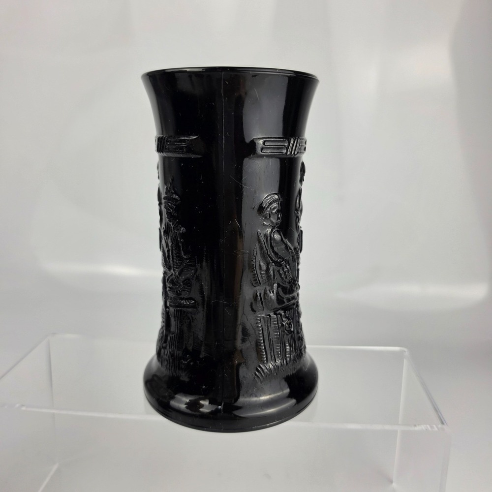 Tiara Exclusive Black Glass Tavern Scene Beer Stein Tankard Mug Set of 2 NOS - Picture 4 of 11